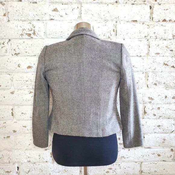 VTG Philippe Adec Wool Striped Cropped Blazer Work Casual Preppy Jacket Sz 4 - Picture 11 of 12